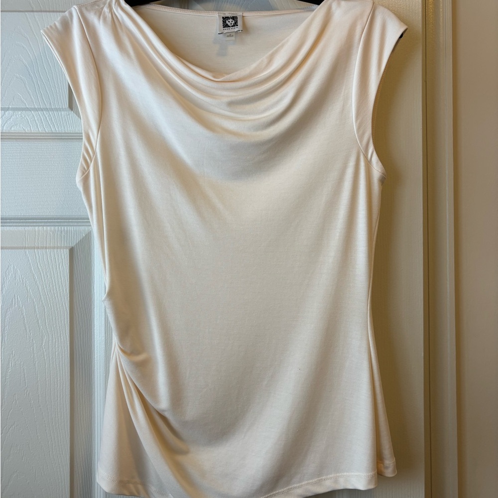 Elegant Cream Drape Neck Top